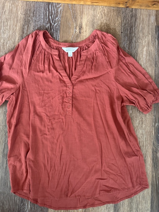 Market & Spruce Tops - Market & Spruce Rust Button-Placket Short Sleeve Henley